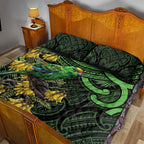 New Zealand Parakeet Bird Quilt Bed Set Maori Kakariki Kowhai Maori Pattern