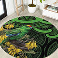 New Zealand Parakeet Bird Round Carpet Maori Kakariki Kowhai Maori Pattern
