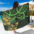 New Zealand Parakeet Bird Sarong Maori Kakariki Kowhai Maori Pattern