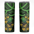 New Zealand Parakeet Bird Skinny Tumbler Maori Kakariki Kowhai Maori Pattern