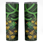 New Zealand Parakeet Bird Skinny Tumbler Maori Kakariki Kowhai Maori Pattern