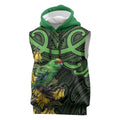 New Zealand Parakeet Bird Sleeveless Hoodie Maori Kakariki Kowhai Maori Pattern