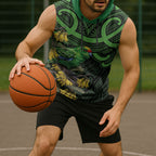 New Zealand Parakeet Bird Sleeveless Hoodie Maori Kakariki Kowhai Maori Pattern
