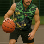 New Zealand Parakeet Bird Sleeveless Zip Hoodie Maori Kakariki Kowhai Maori Pattern