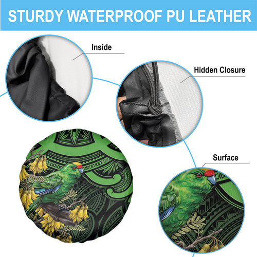New Zealand Parakeet Bird Spare Tire Cover Maori Kakariki Kowhai Maori Pattern