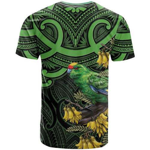 New Zealand Parakeet Bird T Shirt Maori Kakariki Kowhai Maori Pattern