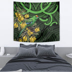 New Zealand Parakeet Bird Tapestry Maori Kakariki Kowhai Maori Pattern