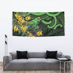 New Zealand Parakeet Bird Tapestry Maori Kakariki Kowhai Maori Pattern