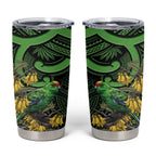 New Zealand Parakeet Bird Tumbler Cup Maori Kakariki Kowhai Maori Pattern