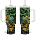 New Zealand Parakeet Bird Tumbler With Handle Maori Kakariki Kowhai Maori Pattern