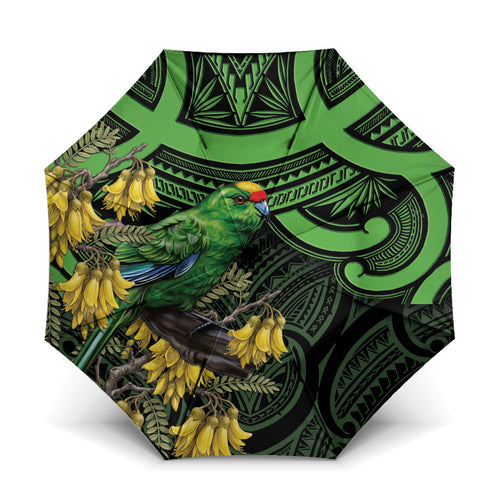 New Zealand Parakeet Bird Umbrella Maori Kakariki Kowhai Maori Pattern