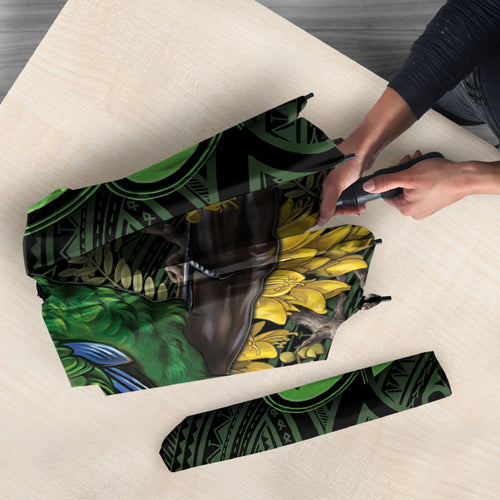 New Zealand Parakeet Bird Umbrella Maori Kakariki Kowhai Maori Pattern