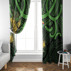 New Zealand Parakeet Bird Window Curtain Maori Kakariki Kowhai Maori Pattern