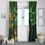 New Zealand Parakeet Bird Window Curtain Maori Kakariki Kowhai Maori Pattern