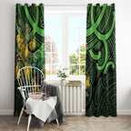 New Zealand Parakeet Bird Window Curtain Maori Kakariki Kowhai Maori Pattern