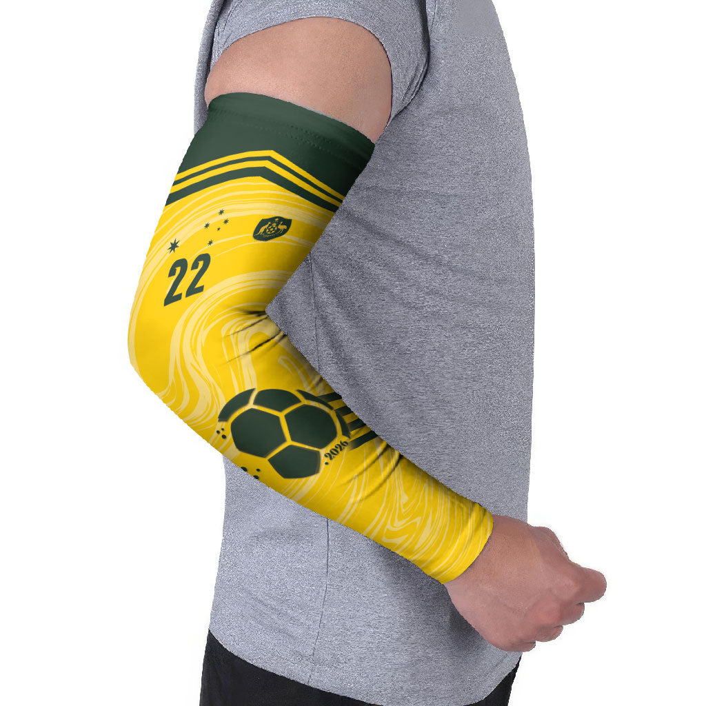 Australia Socceroos 2026 Custom Arm Sleeves Golden Sporty Style