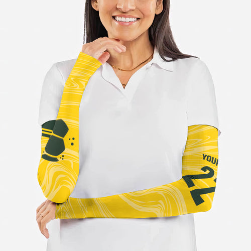Australia Socceroos 2026 Custom Arm Sleeves Golden Sporty Style