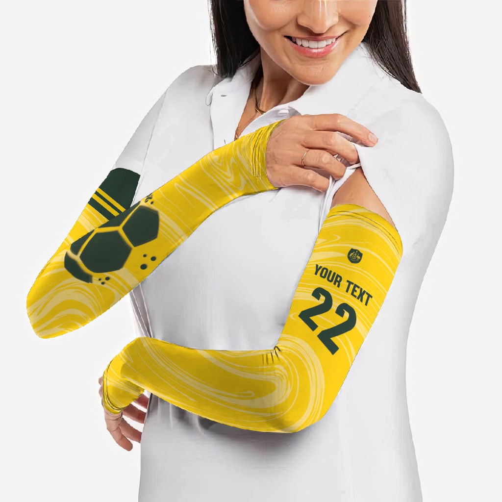 Australia Socceroos 2026 Custom Arm Sleeves Golden Sporty Style