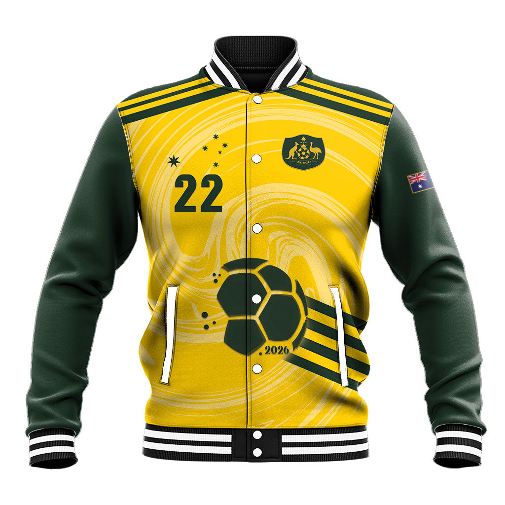 Australia Socceroos 2026 Custom Baseball Jacket Golden Sporty Style