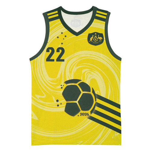 Australia Socceroos 2026 Custom Basketball Jersey Golden Sporty Style