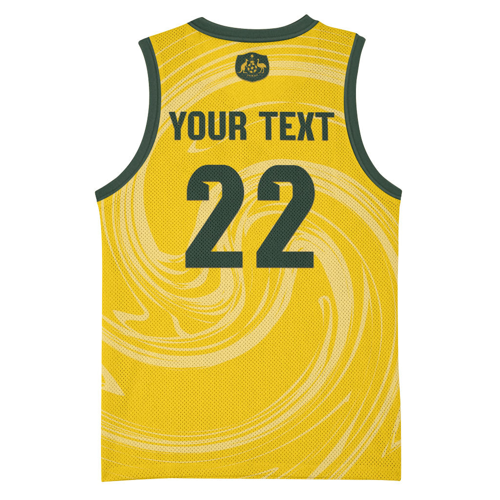 Australia Socceroos 2026 Custom Basketball Jersey Golden Sporty Style