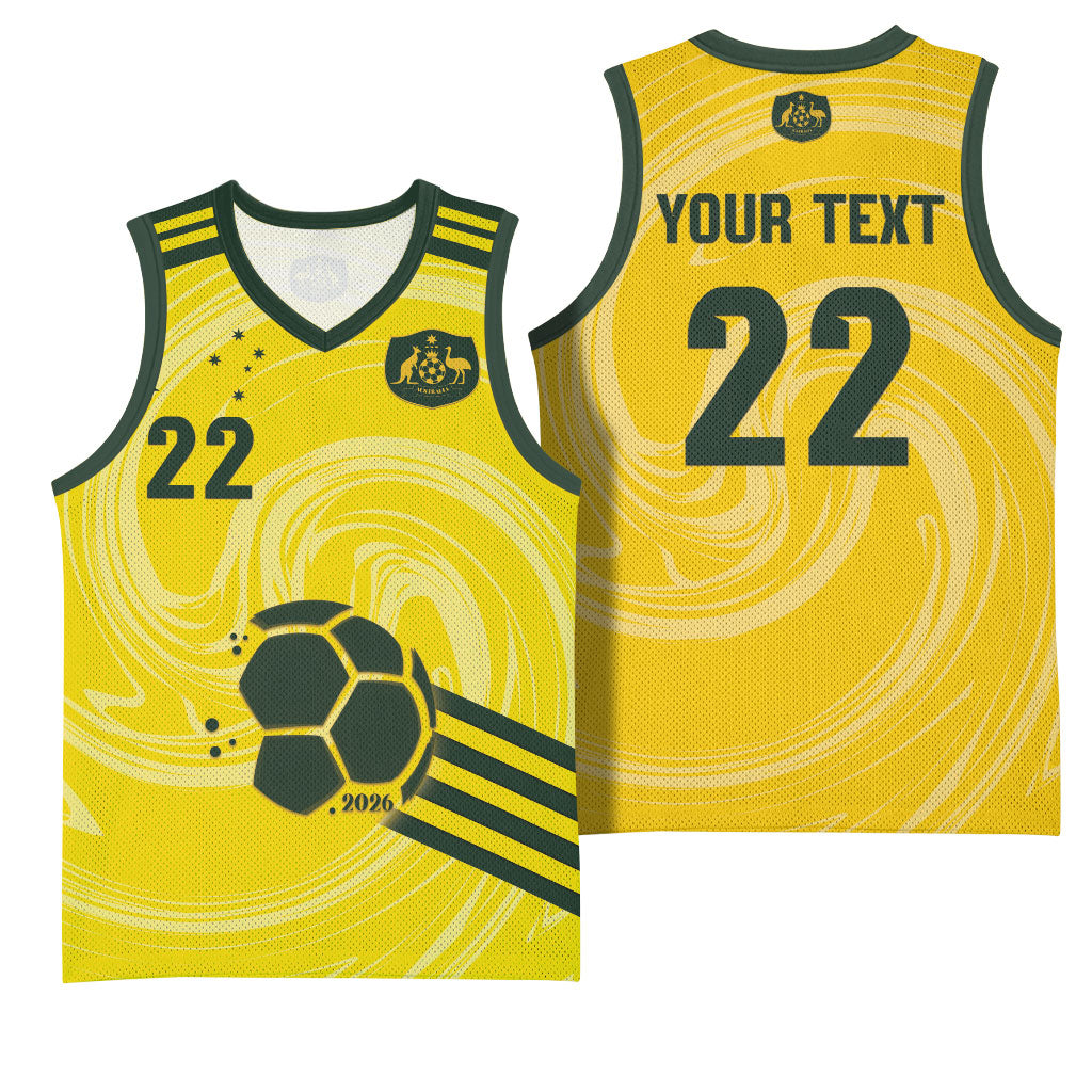Australia Socceroos 2026 Custom Basketball Jersey Golden Sporty Style