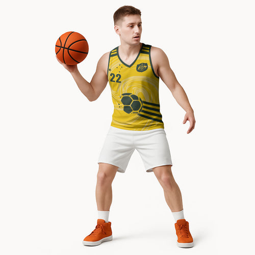 Australia Socceroos 2026 Custom Basketball Jersey Golden Sporty Style
