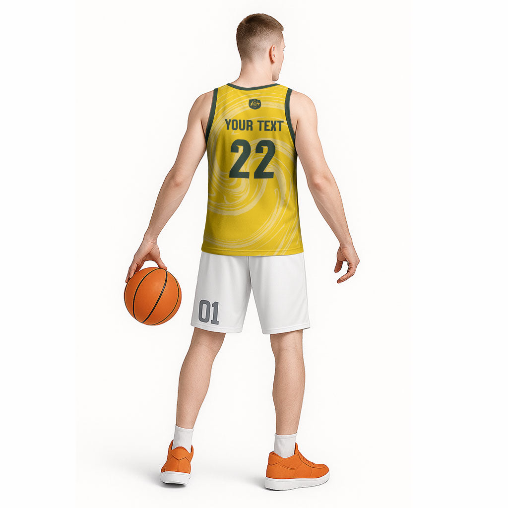 Australia Socceroos 2026 Custom Basketball Jersey Golden Sporty Style