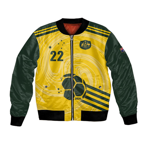 Australia Socceroos 2026 Custom Bomber Jacket Golden Sporty Style