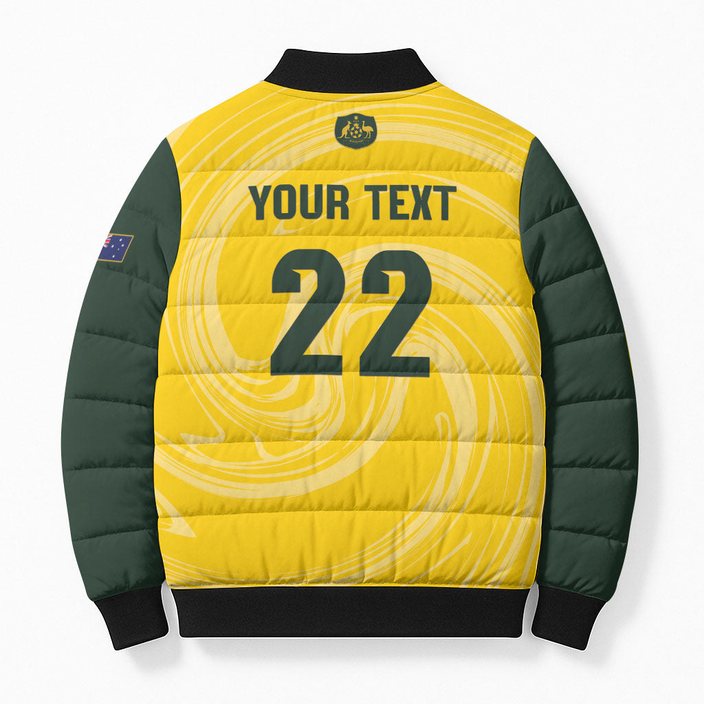 Australia Socceroos 2026 Custom Bomber Puffer Jacket Golden Sporty Style