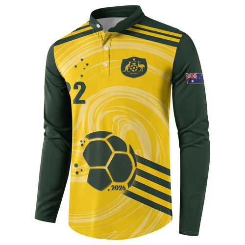 Australia Socceroos 2026 Custom Button Sweatshirt Golden Sporty Style