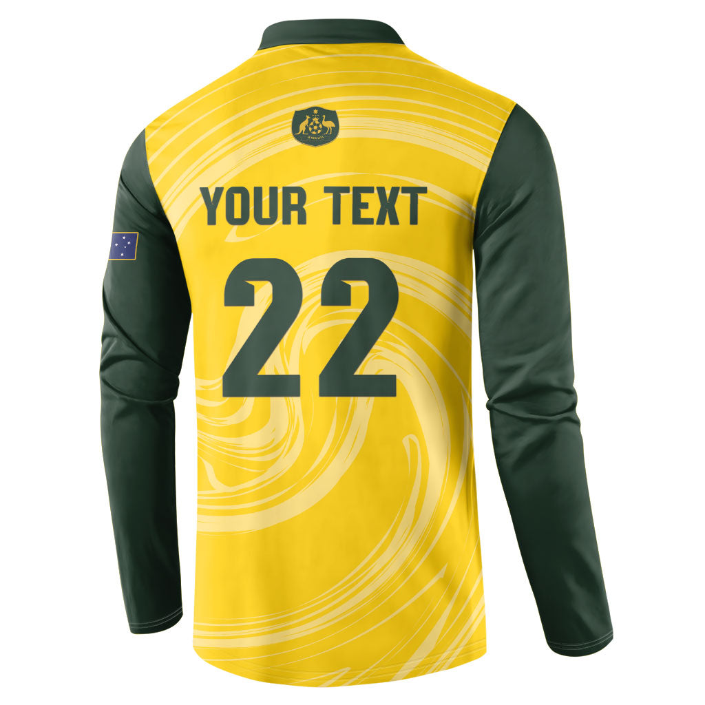 Australia Socceroos 2026 Custom Button Sweatshirt Golden Sporty Style