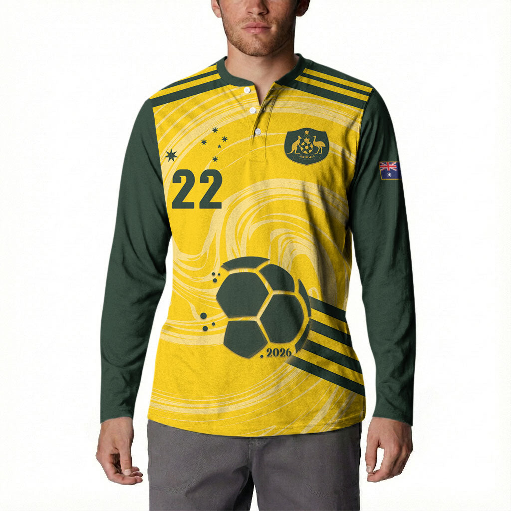 Australia Socceroos 2026 Custom Button Sweatshirt Golden Sporty Style