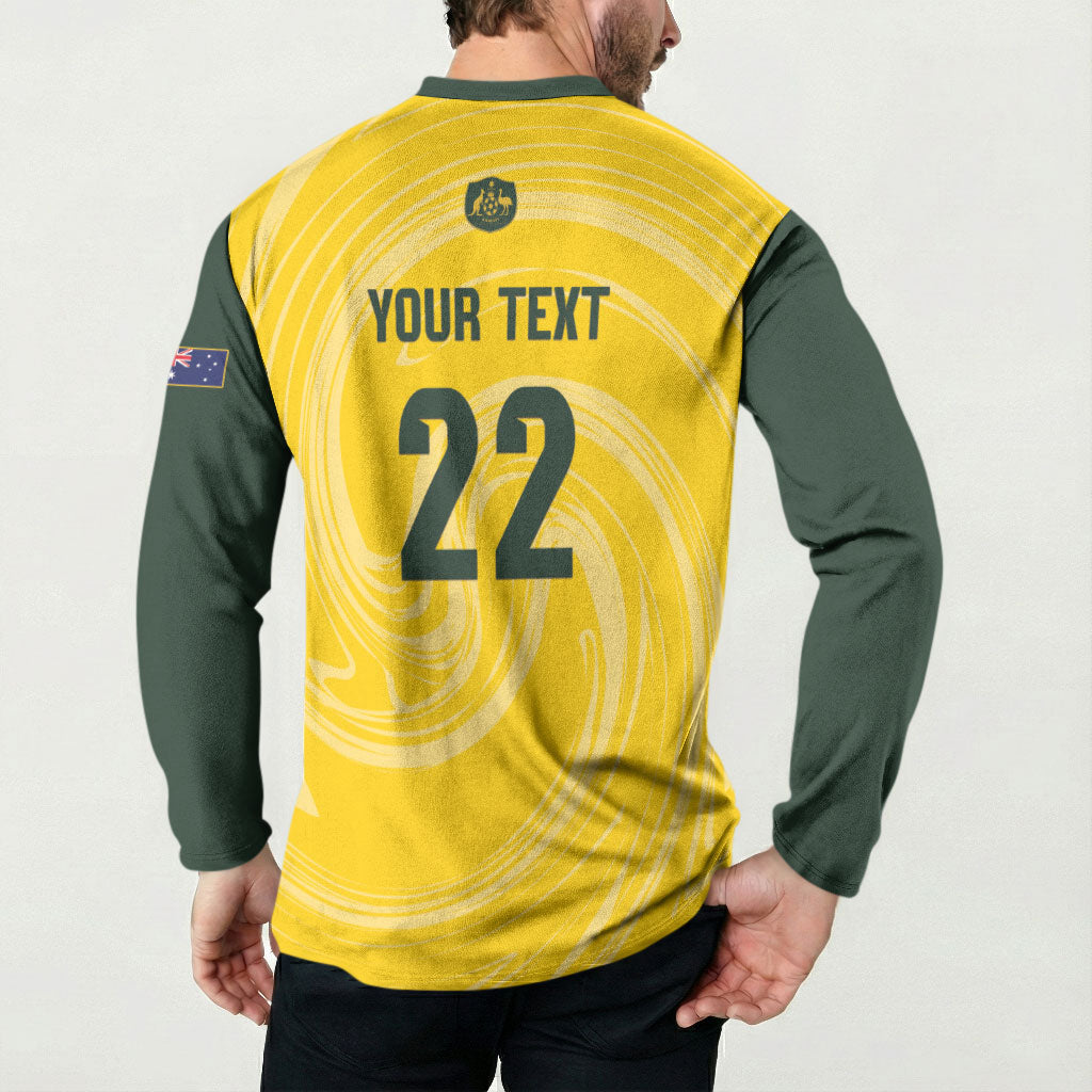 Australia Socceroos 2026 Custom Button Sweatshirt Golden Sporty Style