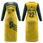Australia Socceroos 2026 Custom Couples Matching Long Sleeve Bodycon Dress and Hawaiian Shirt Golden Sporty Style