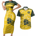 Australia Socceroos 2026 Custom Couples Matching Short Sleeve Bodycon Dress and Hawaiian Shirt Golden Sporty Style