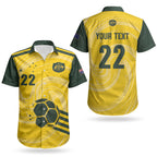 Australia Socceroos 2026 Custom Couples Matching Short Sleeve Bodycon Dress and Hawaiian Shirt Golden Sporty Style