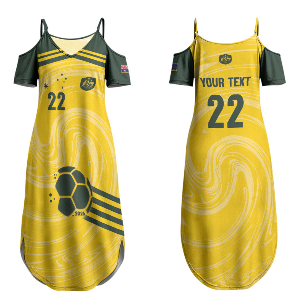 Australia Socceroos 2026 Custom Couples Matching Summer Maxi Dress and Hawaiian Shirt Golden Sporty Style