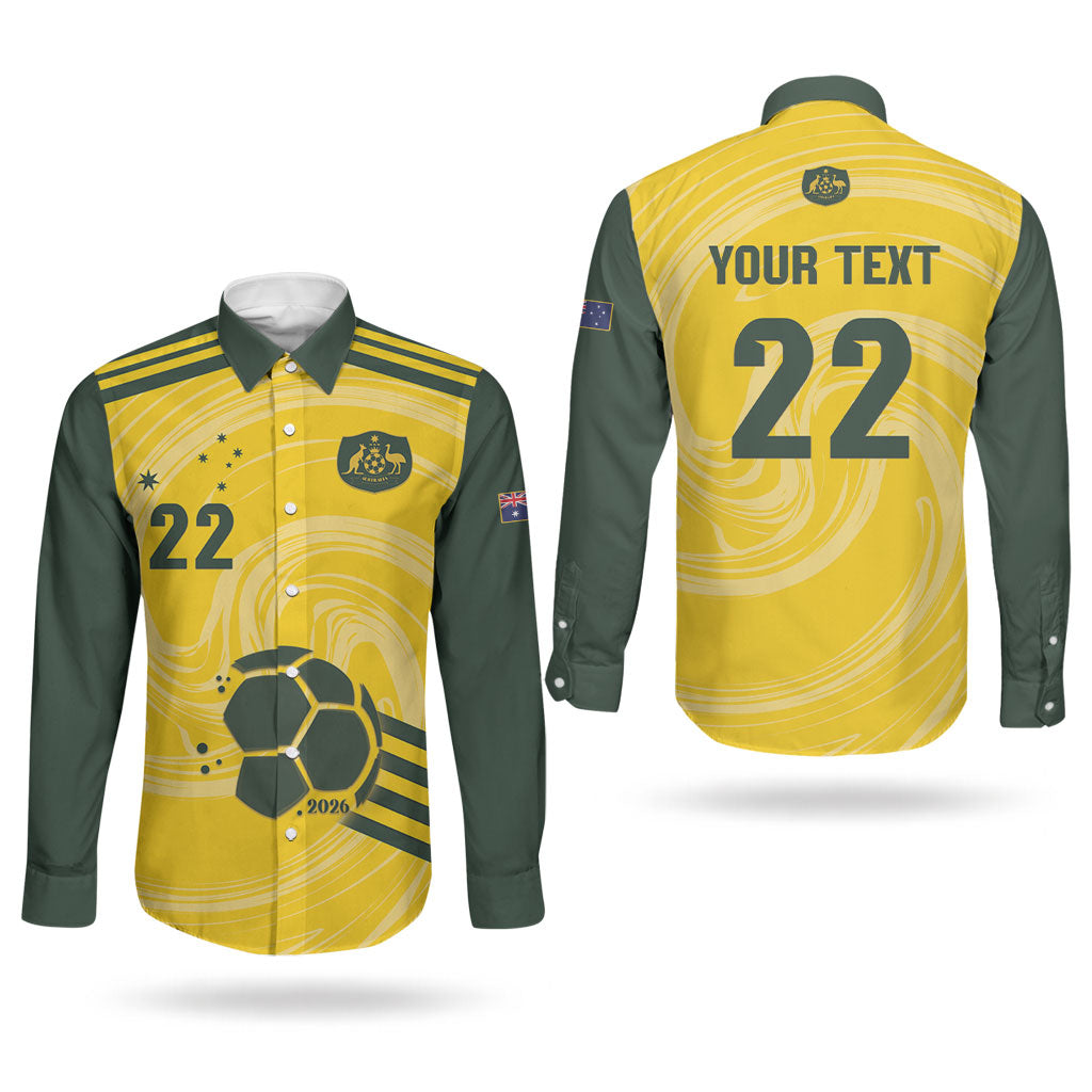 Australia Socceroos 2026 Custom Couples Matching Summer Maxi Dress and Long Sleeve Button Shirt Golden Sporty Style