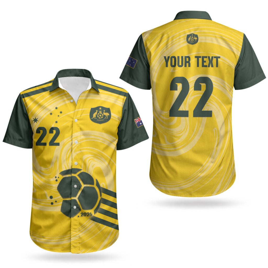 Australia Socceroos 2026 Custom Couples Matching Tank Maxi Dress and Hawaiian Shirt Golden Sporty Style