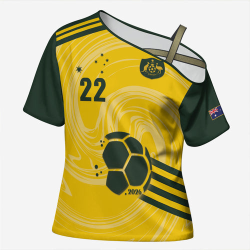 Australia Socceroos 2026 Custom Cross Shoulder Shirt Golden Sporty Style
