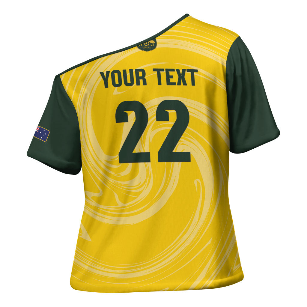 Australia Socceroos 2026 Custom Cross Shoulder Shirt Golden Sporty Style