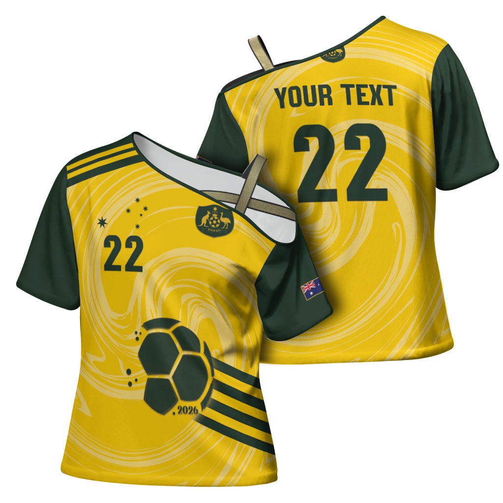 Australia Socceroos 2026 Custom Cross Shoulder Shirt Golden Sporty Style