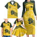 Australia Socceroos 2026 Custom Family Matching Long Sleeve Bodycon Dress and Hawaiian Shirt Golden Sporty Style