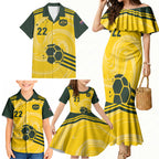 Australia Socceroos 2026 Custom Family Matching Mermaid Dress and Hawaiian Shirt Golden Sporty Style
