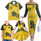 Australia Socceroos 2026 Custom Family Matching Off The Shoulder Long Sleeve Dress and Hawaiian Shirt Golden Sporty Style
