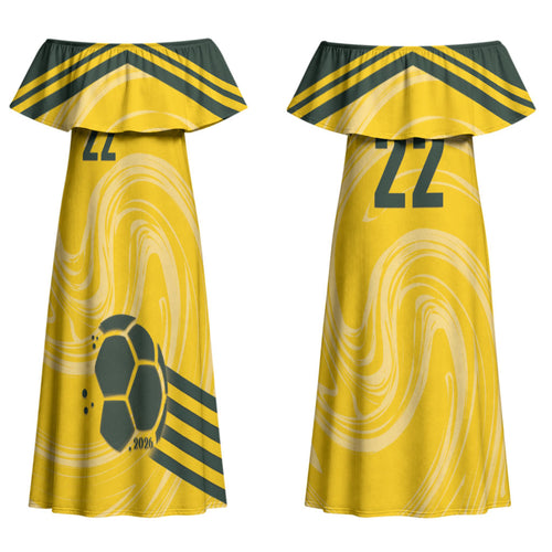 Australia Socceroos 2026 Custom Family Matching Off Shoulder Maxi Dress and Hawaiian Shirt Golden Sporty Style