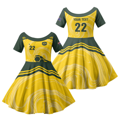 Australia Socceroos 2026 Custom Family Matching Puletasi and Hawaiian Shirt Golden Sporty Style