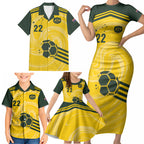 Australia Socceroos 2026 Custom Family Matching Short Sleeve Bodycon Dress and Hawaiian Shirt Golden Sporty Style