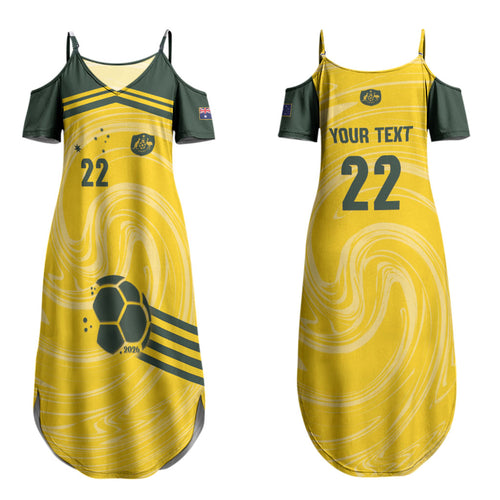 Australia Socceroos 2026 Custom Family Matching Summer Maxi Dress and Hawaiian Shirt Golden Sporty Style